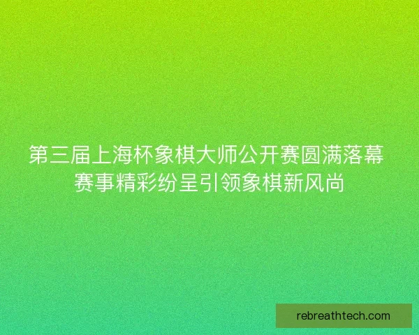 第三届上海杯象棋大师公开赛圆满落幕 赛事精彩纷呈引领象棋新风尚