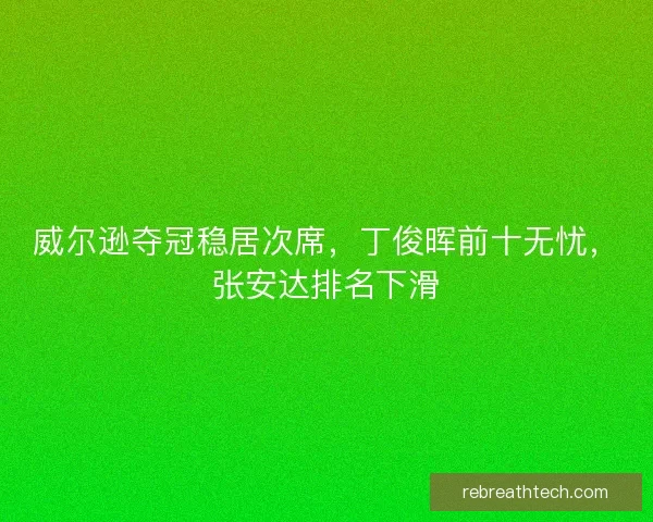 威尔逊夺冠稳居次席，丁俊晖前十无忧，张安达排名下滑