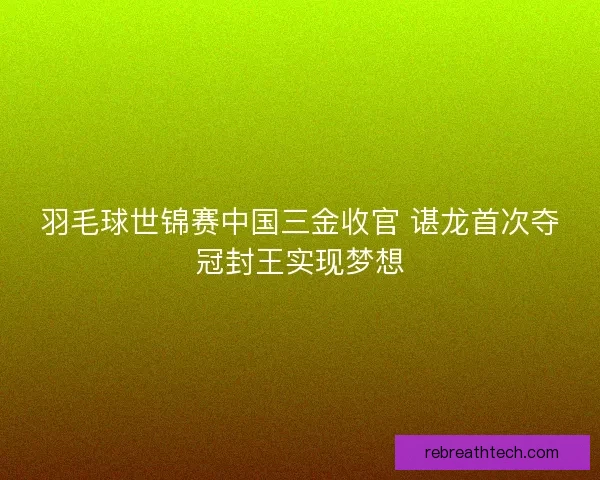 羽毛球世锦赛中国三金收官 谌龙首次夺冠封王实现梦想